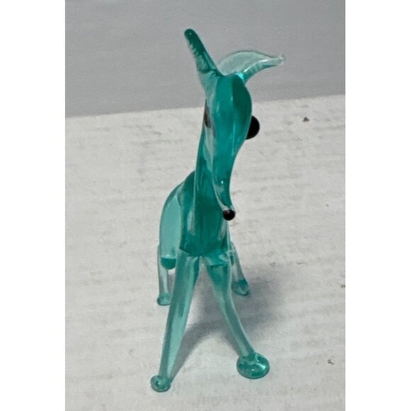 Hand Blown Glass Horse Figurine Aquamarine Collectible 3" - Picture 2 of 7